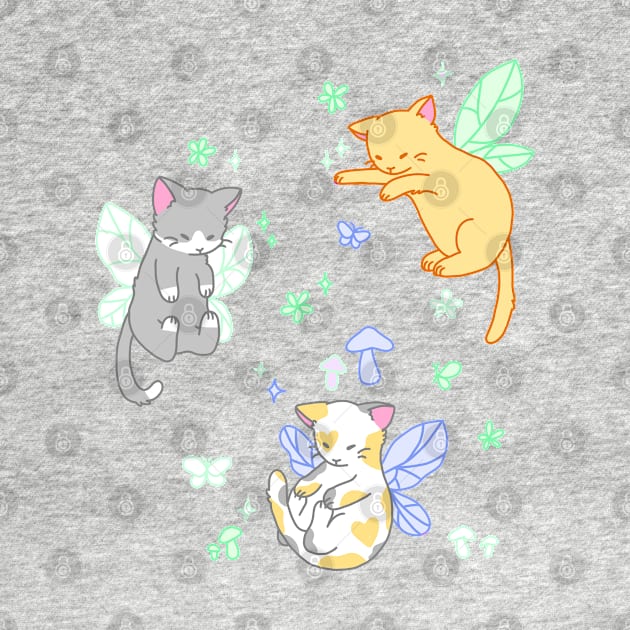 fairy kitties (green/white/blue) by casserolestan